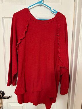 Cupio Red Ruffle Long Sleeve Shirt Size 2X